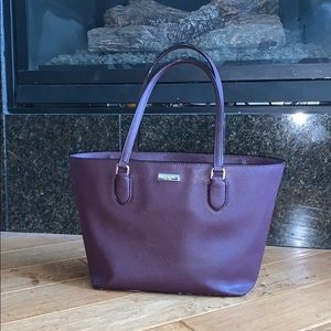 Kate spade maroon leather tote bag